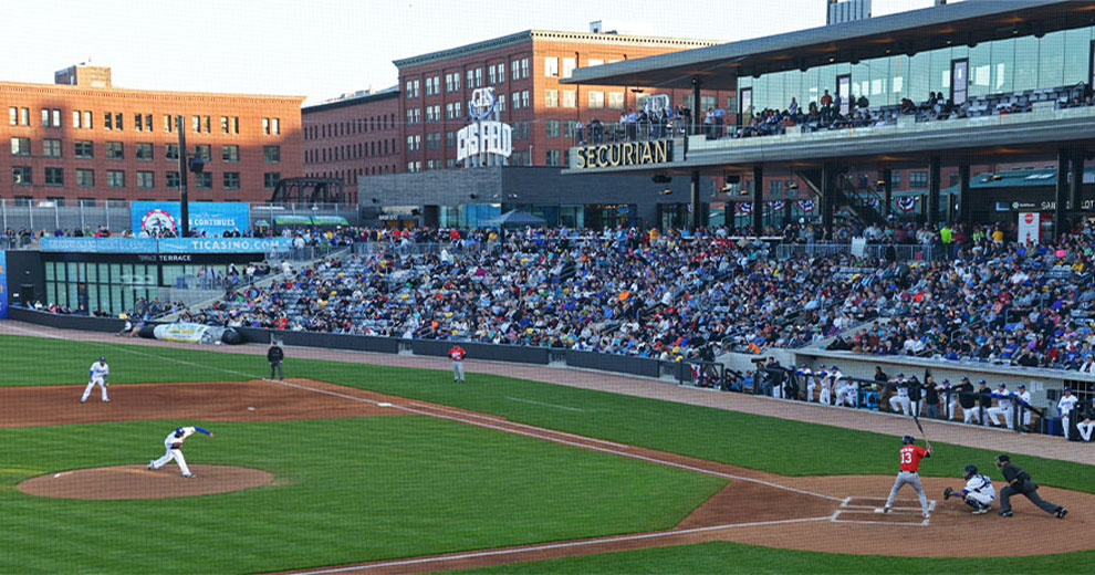 St. Paul Saints baseball game on a sunny day at CHS Field