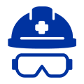 Safety hat and goggles icon