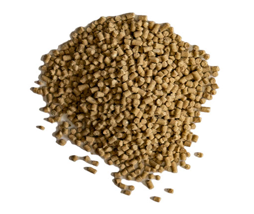 Pile of Equis Rice Bran horse feed pellets