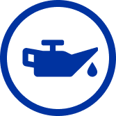 Grease canister icon inside a blue circle