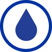 Teardrop icon inside a blue circle
