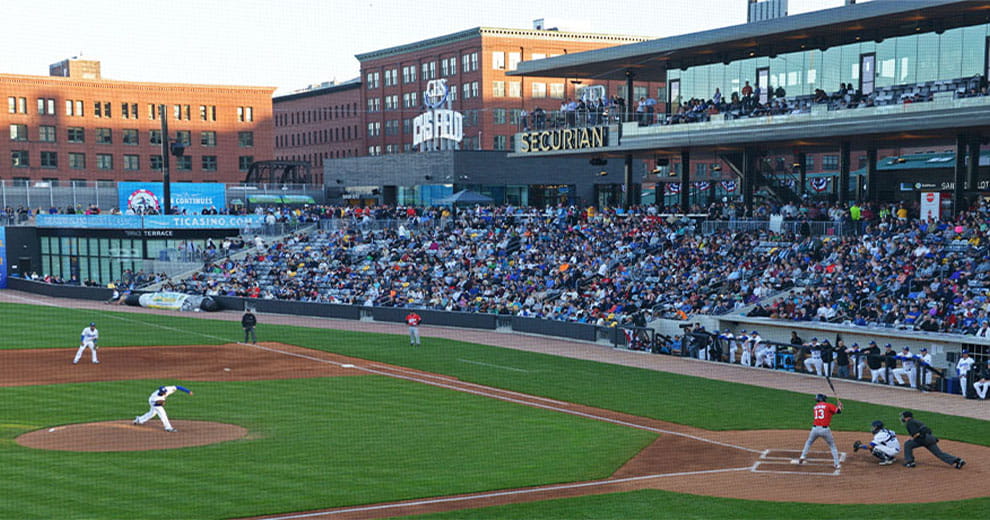 St. Paul Saints baseball game on a sunny day at CHS Field