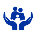 Two hands holding people icon