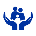 Two hands holding people icon