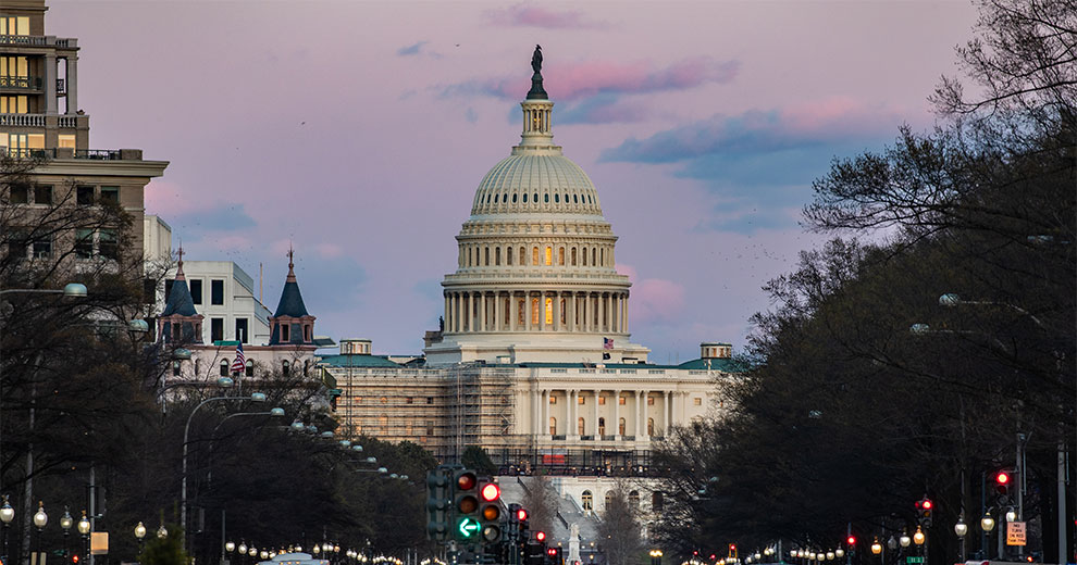 U.S. Capitol during sunset