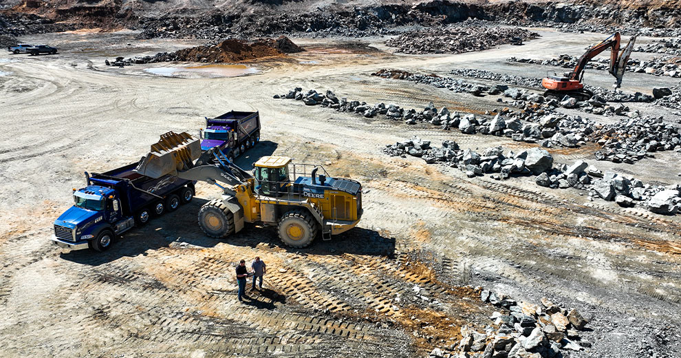 Construction equipment in a gravel pit