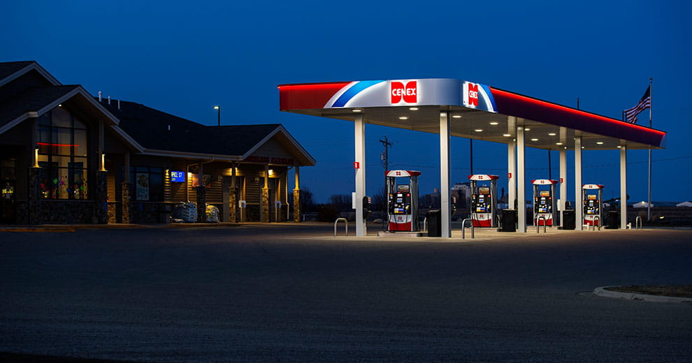 Cenex gas station at night