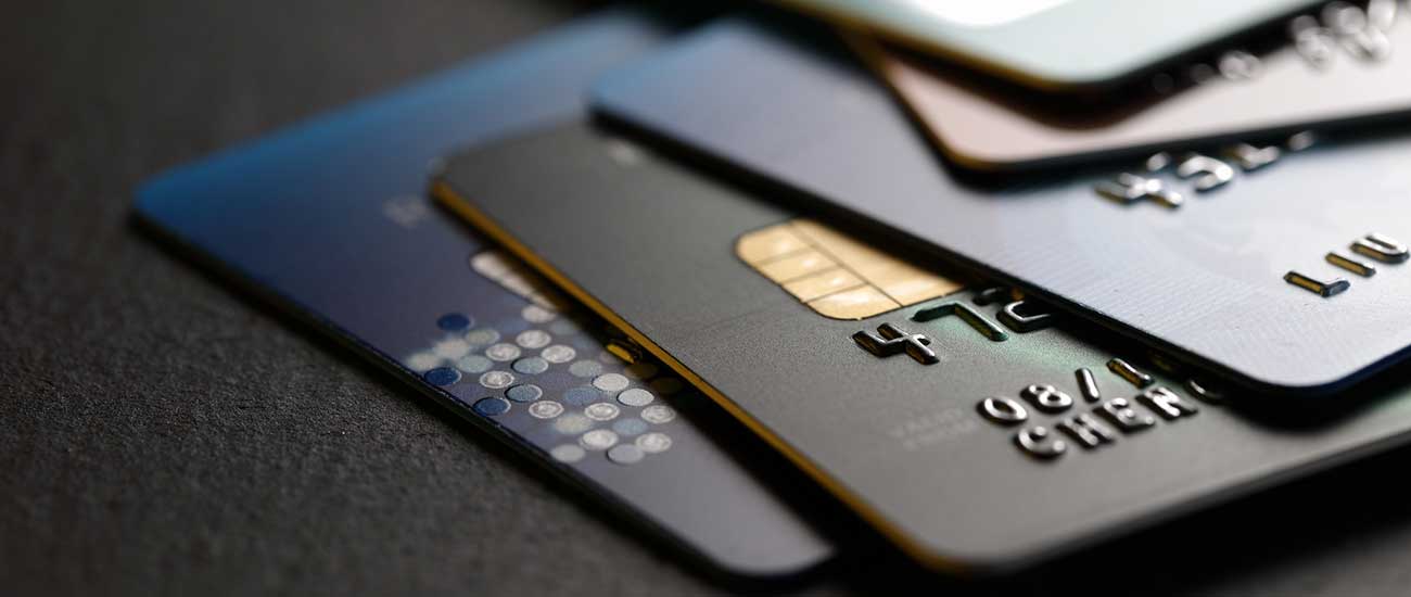 credit cards laying flat