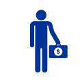 Person holding briefcase icon