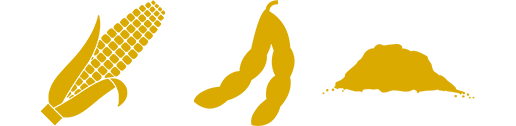 Yellow corn, soybean and pile of DDG icons