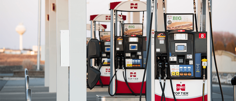 Gas pumps at a Cenex gas station
