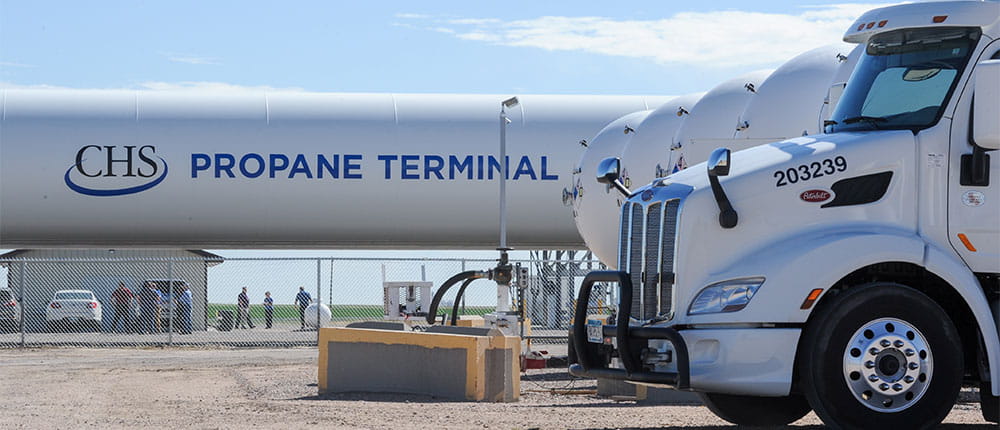 Semi trucks parked at Yuma propane terminal