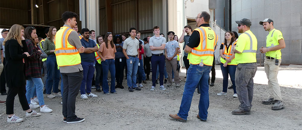 A large group of people standing outside