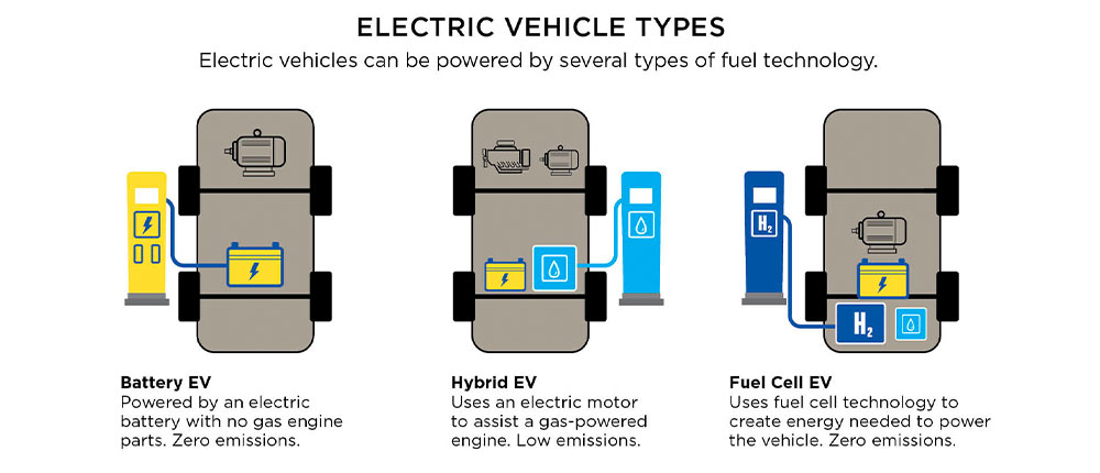 A chart showing different types of electric vehicles.