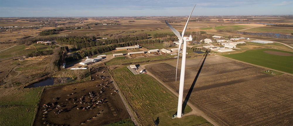 Wind turbine in farmlands