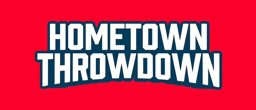 Hometown Throwdown logo in all capital letters on red background
